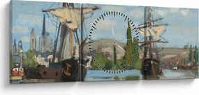 Obraz - Claude Monet, Ships Riding on the Seine at Rouen, reprodukcje (z zegarem) (90x30 cm)
