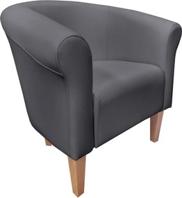Fotel Milo tkanina Eko-skóra elegancki fotel do salonu i gabinetu : Kolor nogi - Drewno, Kolor tkaniny - EKO-SKÓRA - 23D, Wysokość nogi - 20 cm