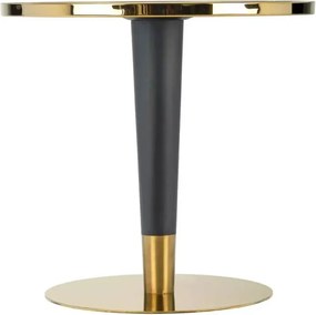 Stół Debor 79 cm w stylu glamour z okleinowanym blatem MDF imitującym marmur na czarnej nodze ze złotymi elementami