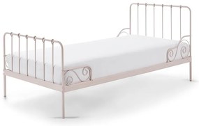 Różowe metalowe łóżko dziecięce Vipack Alice, 90x200 cm