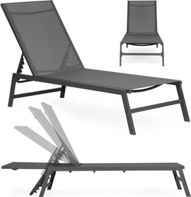 Leżak ogrodowy regulowany Alvero z siatki, kolor szary