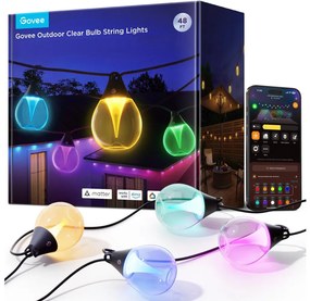 Govee-LED RGBICW Ściemnialny zewnętrzny ozdobny łańcuch LED/24W/230V IP67 2700-6500K Wi-Fi