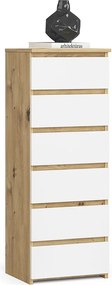 Komoda AKORD CL6 Dąb Artisan 40 cm 6 szuflad kolor Biały mat 40x35x109 cm