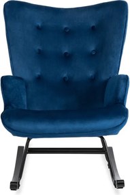 Fotel Bujany na Biegunach Uszak Wypoczynkowy ELIS Granatowy Welurowy Nowoczesny