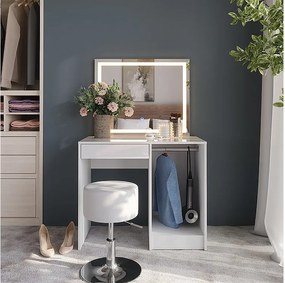 Stół do toalety biały/biały wysoki połysk 89.8x50.1x76 sherry