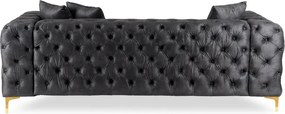 Sofa SORRENTO 3S Trzyosobowa Czarna Welurowa Nowoczesna Glamour