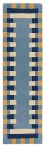 Niebieski wełniany chodnik tkany ręcznie 60x230 cm Kai Wool Border – Flair Rugs