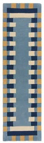 Niebieski wełniany chodnik tkany ręcznie 60x230 cm Kai Wool Border – Flair Rugs