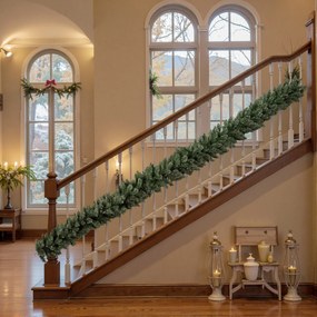 HOMCOM 2,7 m sztuczna girlanda świąteczna dekoracja z 216 zakończeniami, na schody i kominek, zielona | Aosom PL