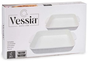 Porcelanowe naczynia do zapiekania z uchwytami, 2 szt.