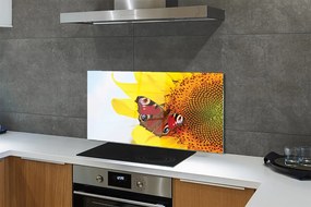 Panel Szklany Motyl na tle Słonecznika