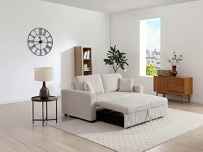 Kanapa 3-osobowa rozkładana z weluru w kolorze beżowym INIZOR