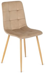 Beżowe nowoczesne krzesło tapicerowane welurowe W4-C28