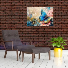 Obraz na szkle - Malowanie kwiatów i motyli (70x50 cm)