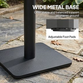 Outsunny Stół balkonowy 70 x 70 cm odporny na warunki atmosferyczne z blatem w wyglądzie drewna, szeroka podstawa, kwadratowy, naturalne drewno | Aosom PL