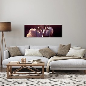 Obraz - Łabędzie na jeziorze (z zegarem) (90x30 cm)