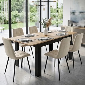 Stół rozkładany 120-160x80 cm Faro 055, dąb artisan/czarne nogi