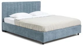 Niebieskie tapicerowane łóżko dwuosobowe ze schowkiem i stelażem 160x200 cm Myra Slim Line – Bonami Selection