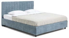 Niebieskie tapicerowane łóżko dwuosobowe ze schowkiem z materacem i stelażem 160x200 cm Myra Slim Line – Bonami Selection