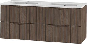 Zestaw Łazienkowy 120cm Szafka z Umywalką Ryflowane Fronty Dąb Orzech Stella