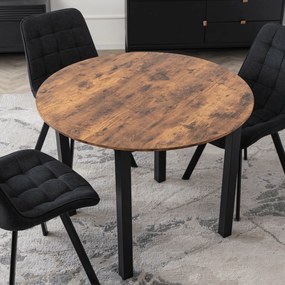 Stół Okrągły TEO 100 cm Dąb Rustykalny/Czarny do Jadalni Salonu Nowoczesny Loft