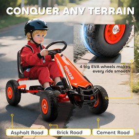 AIYAPLAY Gokart na pedały dla dzieci, regulowane siedzenie, opony EVA, hamulec, sprzęgło, 3-8 lat, Czerwony