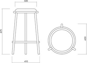Bordowy metalowy hoker (wysokość siedziska 68 cm) Hogo – noo.ma
