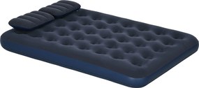 Outsunny Materac powietrzny dla 2 osób, z pompką ręczną, miękki i wytrzymały, 203x152x22cm, Niebieski