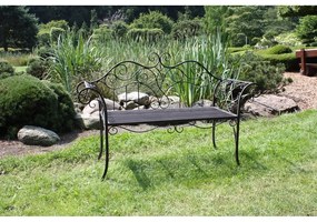 Czarno-ciemnobrązowa metalowa ławka ogrodowa Selene – Garden Pleasure