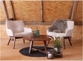 Piaskowy fotel z drewna orzecha House Nordic London