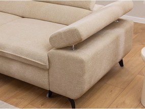 Beżowy narożnik z tkaniny szenilowej (lewostronny/w kształcie litery L) Marbeya – Ropez