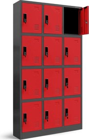 Szafa BHP z 12-skrytkami 90x40x185 cm Marcin antracyt/czerwony
