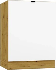 Jednodrzwiowa szafka kuchenna pod zlew 60 cm biały + dąb artisan W0-H37