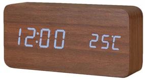 Zegar budzik drewniany elektroniczny cyfrowy led stojący - termometr + data