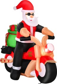 Nadmuchiwany Święty Mikołaj na motocyklu 150 cm Santa Claus prezent LED | Aosom.pl
