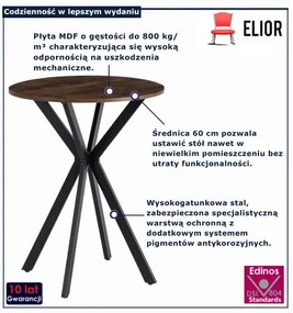 Okrągły stół rustykalny dąb + czarny 60cm D6-N61