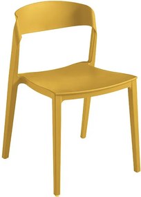 Zestaw 2 nowoczesnych krzeseł sztaplowanych w kolorze żółtym "Quorathis" z polipropylenu do jadalni 49x52 cm 77h
