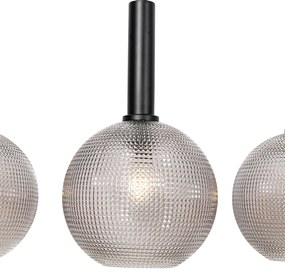 Designerska lampa wisząca czarna z 4-punktowym dymionym szkłem - ChicoDesignerski Oswietlenie wewnetrzne