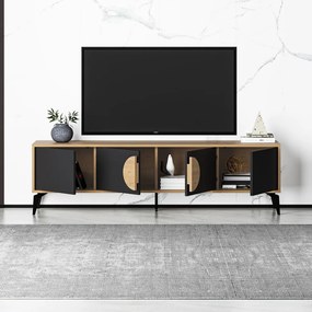 Czarna szafka pod TV w dekorze dębu 180x51 cm Vae – Marckeric