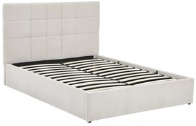 [NEW VERSION]Łóżko ze skrzynią na pościel 140 × 190 cm – tkanina – kolor beżowy – ELIAVA marki Pascal Morabito