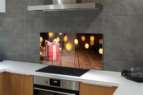 Panel szklany do Kuchni Prezent na Rustykalnym Drewnie