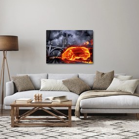 Obraz płonącego samochodu (70x50 cm)