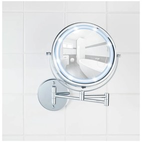 Lustro z oświetleniem/powiększające (5x) kosmetyczne ø 17,5 cm Power-Loc Lumi – Wenko