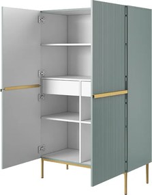 Kredens Nicole z metalowymi uchwytami i nogami 100 cm - szałwia / złote nóżki - Limitowana oferta