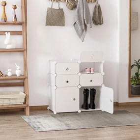HOMCOM Szafka na Buty z Pudełkami Biała 75x37x73cm Regał na Ubrania Przechowywanie | Aosom PL
