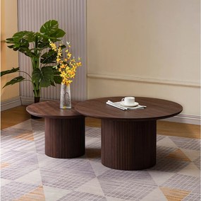 Zestaw 2 stolików kawowych – Efekt beżowego trawertynu – ESME