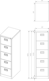 Metalowa szafka kartotekowa 46x62x163 cm Sara V005 szara