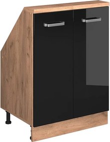 Szafka kuchenna na dach skośny czarny wysoki połysk 60x46x81.6 r-line