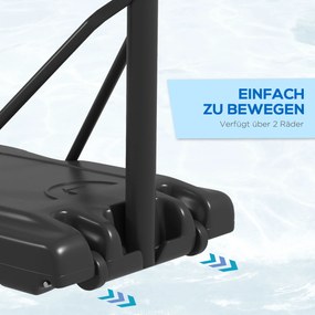 SPORTNOW Kosz Koszykówka Regulowany Stojak Czarny 90x60x370cm Stabilny do Gry w Kosza | Aosom PL