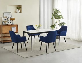 Granatowe krzesło welurowe jodełka - Zenra